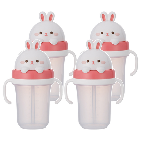 에디슨 프렌즈 흘림방지 입체 빨대컵2 300ml, 흰토끼, 4개