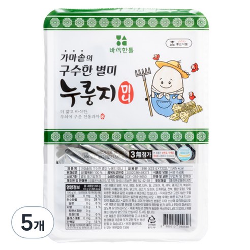 참좋은식품 가마솥의 구수한 별미 누룽지 미니 12p, 396g, 5개