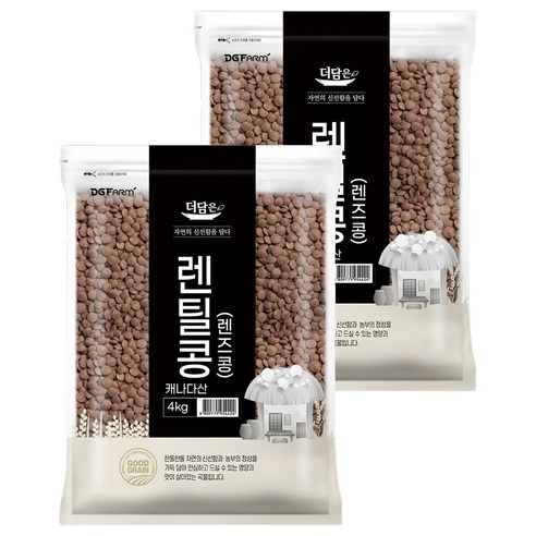 더담은 렌틸콩 렌즈콩, 4kg, 2개