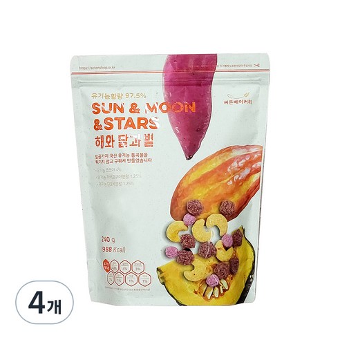 씨튼베이커리 해와달과별 후레이크, 240g, 4개