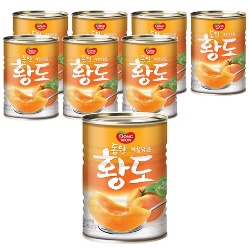 동원 황도 슬라이스 복숭아 통조림, 400g, 8개