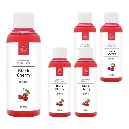 더허브샵 디퓨저 리필오일, 블랙체리, 100ml, 5개