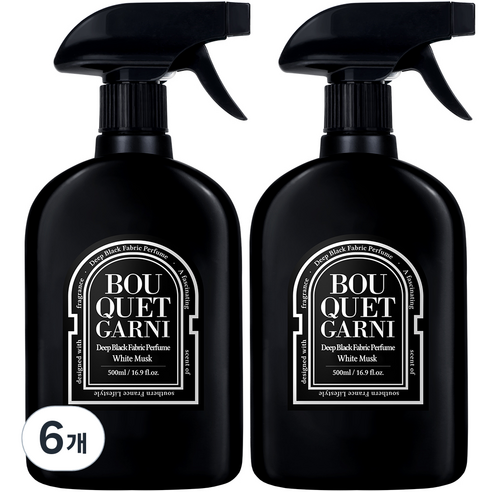 부케가르니 딥 블랙 섬유탈취제 화이트머스크, 500ml, 6개