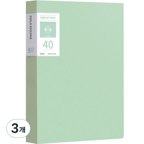 서류정리 A4 클리어파일 40p, 그린, 3개