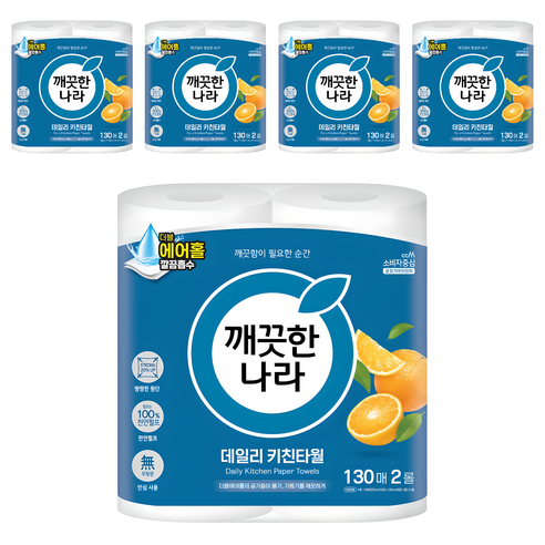 깨끗한나라 데일리 키친타월, 130매, 10개