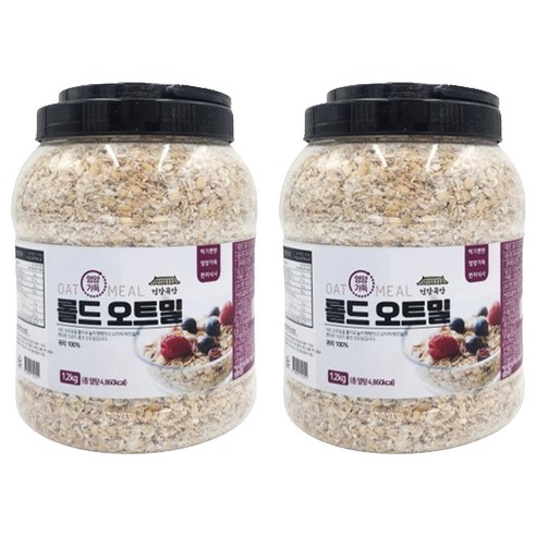 건강곡간 영양가득 롤드오트밀 통, 1.2kg, 2개