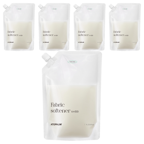 아토팜 섬유유연제 프리지아코튼향 리필, 1000ml, 5개
