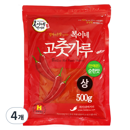 복이네먹거리 중국산 안매운 고춧가루 순한맛 떡볶이용, 500g, 4개
