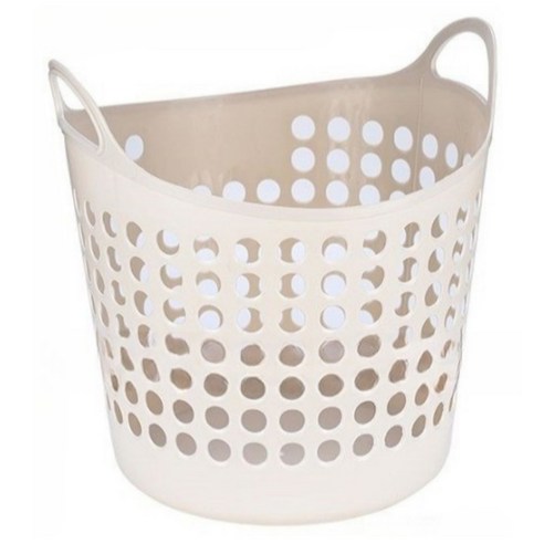 오코로 통기성 좋은 세탁 빨래바구니 50L, 아이보리