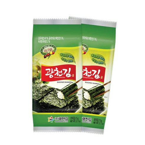 백앤 광천김 올리브유 바르고 녹차가 첨가된 녹차김 5g 24개, 144개