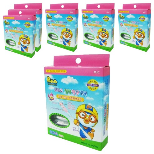 뽀로로 점착항균 개별 유아안전 면봉 50p, 6개, 50개입