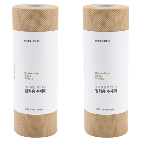 이너홈 일회용 수세미, 베이지, 60개, 2개