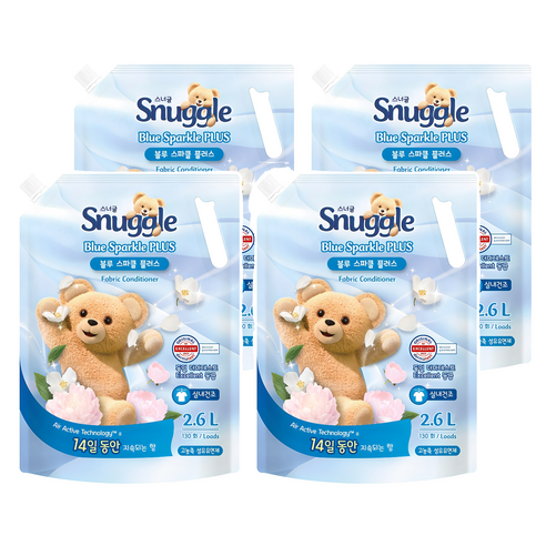 스너글 블루스파클 플러스 섬유유연제 블루스파클 플러스향 리필, 4개, 2.6L