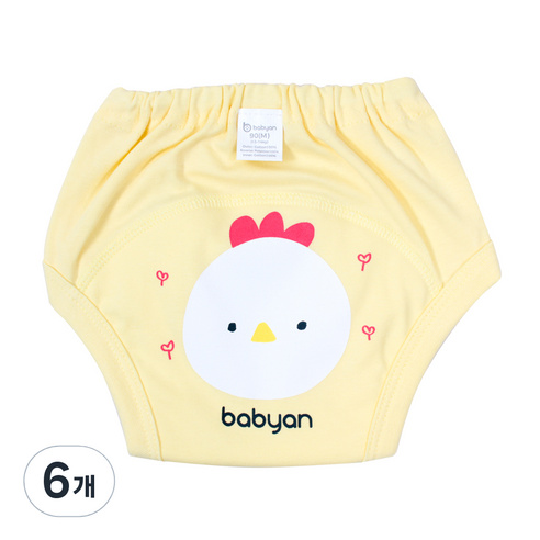 베이비앙 배변훈련팬티 4중방수, 꼬꼬닭, 6개