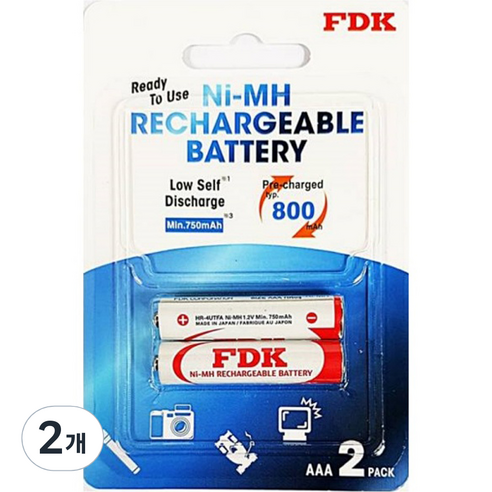 에프디케이 니켈수소 AAA충전지 800mAh, 2개입, 2개