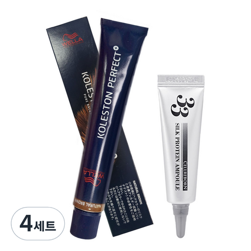 웰라 콜레스톤 퍼펙트 플러스 염색약 80g + 셀리본 33 실크 프로틴 앰플 12ml 세트, (6 / 07), 4세트