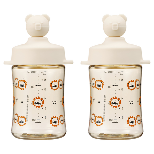 아키움 유아용 곰돌이 PPSU 빨대컵 200ml, 오트밀, 2개