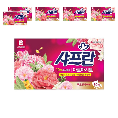 샤프란 아로마시트 시트형 섬유유연제 핑크 센세이션, 30개입, 6개
