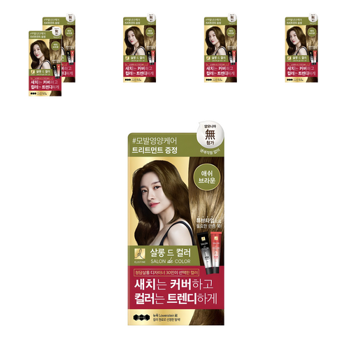 엘라스틴 살롱 드 컬러 앤 새치 염색 크림, 애쉬브라운, 6개