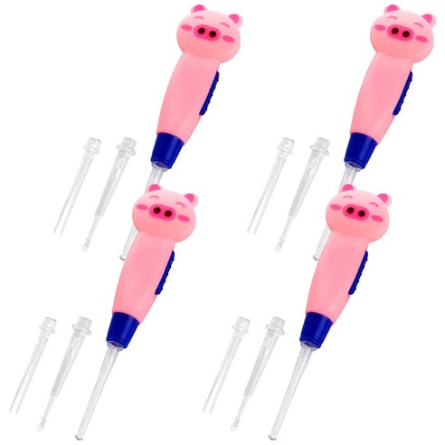 고나비 LED 캐릭터 유아귀이개 돼지, 4개, 1개입