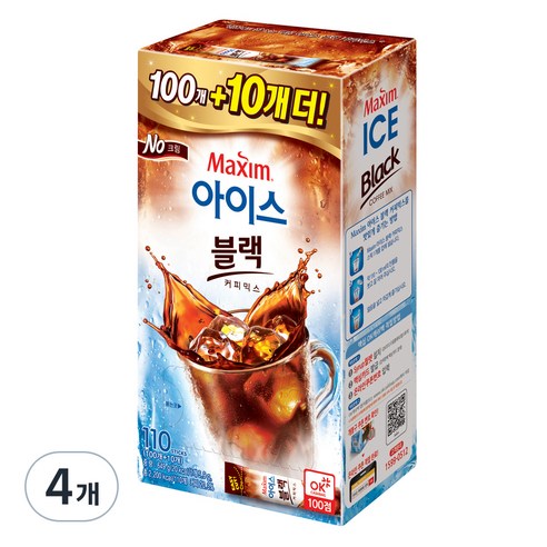 맥심 아이스 블랙 커피믹스, 5.9g, 110개입, 4개