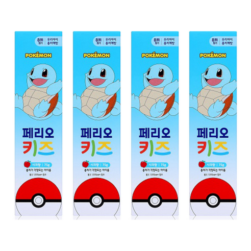 페리오 키즈 포켓몬스터 치약 사과향, 75g, 4개