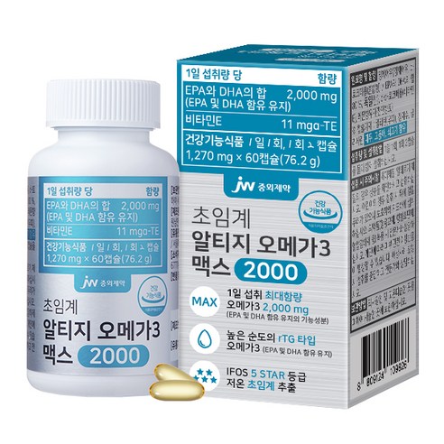 JW중외제약 초임계 알티지 오메가3 맥스 2000, 60정, 2개