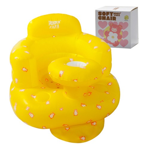 원더파파 아기 소프트의자 안전한 도넛튜브 디자인, 옐로우, 1개