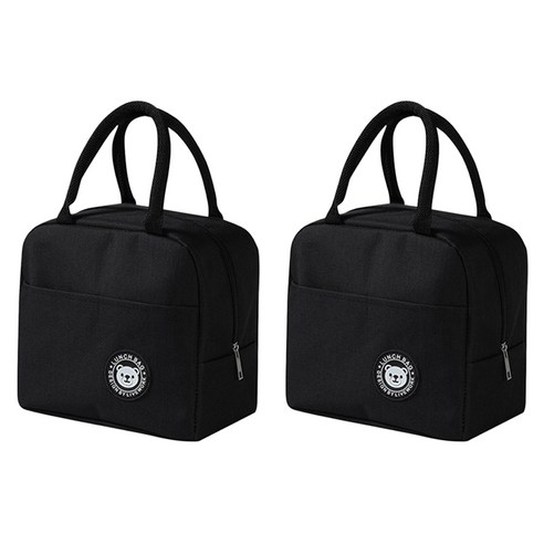휴대용 도시락 보온보냉 가방, 블랙, 2개