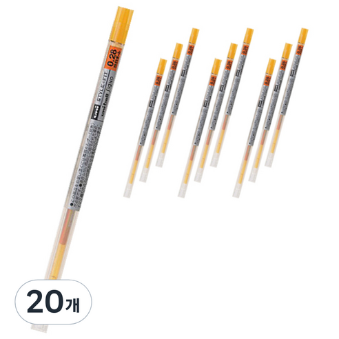 유니 시그노 스타일핏트 젤잉크 리필심 0.28mm UMR-109, 골든옐로우, 20개