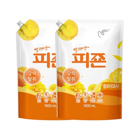 피죤 레귤러 섬유유연제 옐로미모사향 리필, 1.6L, 2개