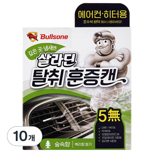 불스원 살라딘 에어컨 히터 탈취 훈증캔 숲속, 65.8g, 10개