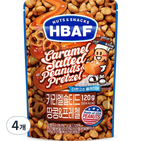 바프 넛츠앤스낵스 카라멜 솔티드 땅콩 앤 프레첼, 400g, 5개 버터프레즐마켓 바프 넛츠앤스낵스 카라멜 솔티드 땅콩 앤 프레첼, 400g, 5개 버터프레즐마켓