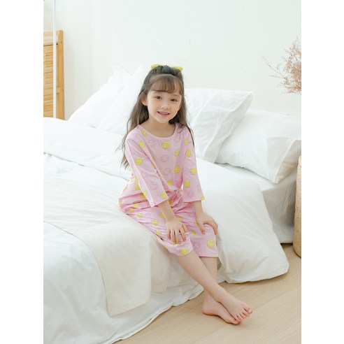 사랑스러운 우리 아이를 위한 포근하고 편안한 100% 순면 롤리트리 7부 쟈가드 내의 상하 세트