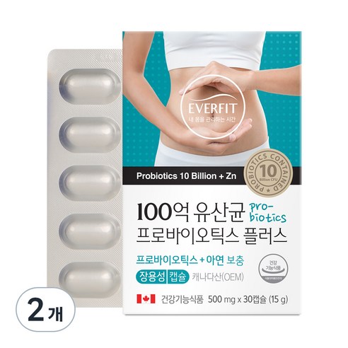 내츄럴플러스 100억 유산균 프로바이오틱스 플러스 15g, 30정, 2개