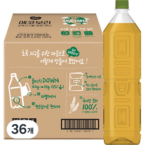 동원 무라벨 에코보리, 36개, 1.5L