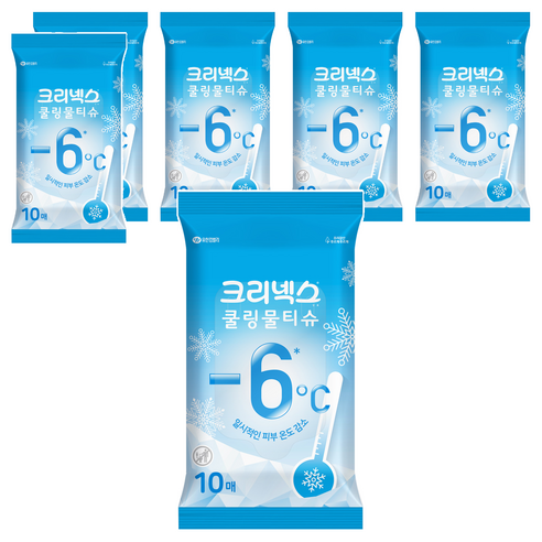 크리넥스 쿨링 물티슈 휴대형, 10매, 6개