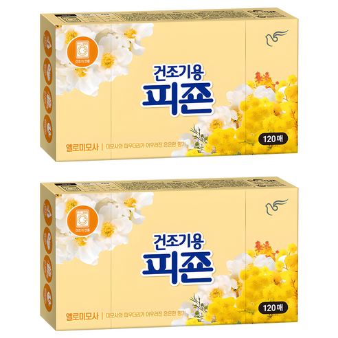 피죤 건조기용 시트 섬유유연제 옐로미모사 본품, 2개