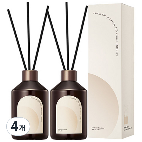 제이숲 딥그린제이 디퓨저 300ml, 다우니 코튼, 4개