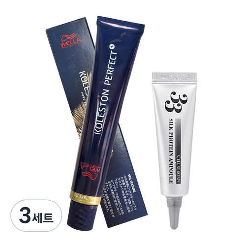 웰라 콜레스톤 퍼펙트 플러스 염모제 80g + 셀리본 33 실크 프로틴 앰플 12ml, 3세트, 6/96