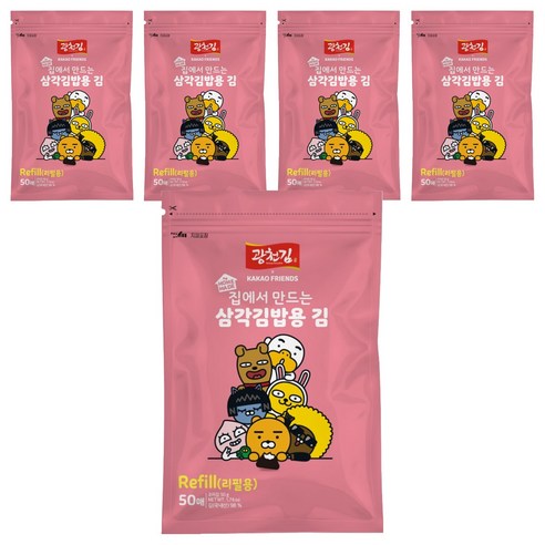 광천김 카카오프렌즈 삼각김밥김 리필용, 50g, 5개