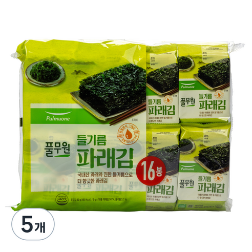 풀무원 들기름 파래김, 80g, 5개