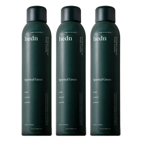 hedn 퍼퓸 스프레이 바디로션 스포틸그린향, 250ml, 3개