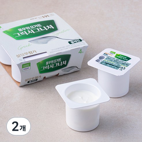 풀무원 다논 그릭 시그니처 플레인 요구르트 컵, 80g, 4개입, 2개