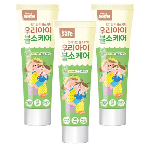 키즈세이프 우리아이 불소케어 치약 1~6세, 60g, 3개