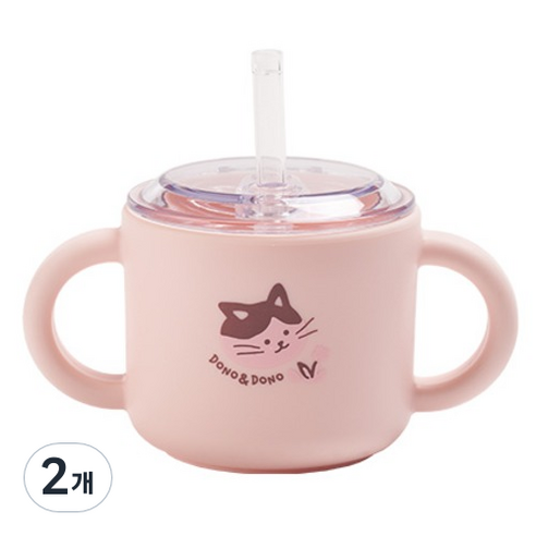 도노도노 맘마존 실리콘 빨대컵, 150ml, 2개, 키티 코튼핑크