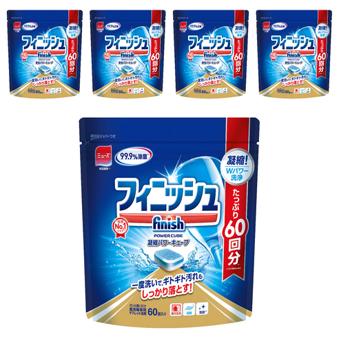 피니시 파워큐브 식기세척기용 세제 60개입, 300g, 5개