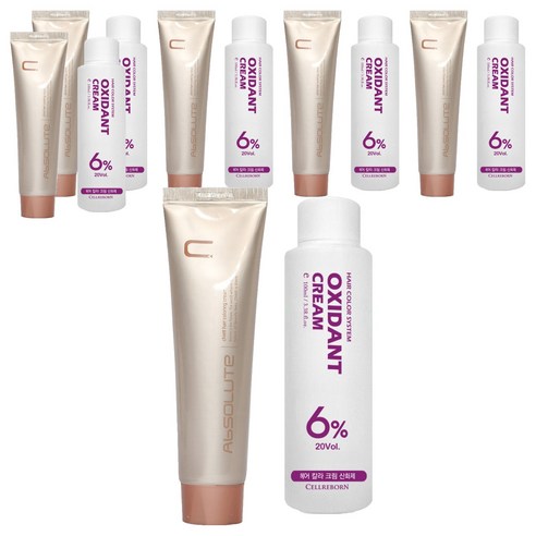 에비뉴쉬에뜨 앱솔루트 컬러링 크림 염색제 120g + 산화제 100ml, 자연은회색, 6개