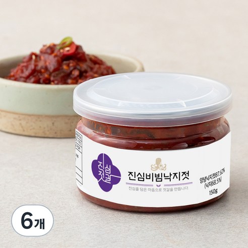진심젓갈 비빔낙지젓, 150g, 6개