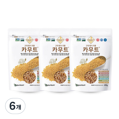 카무트 고대곡물 이집트 호라산밀, 500g, 6개